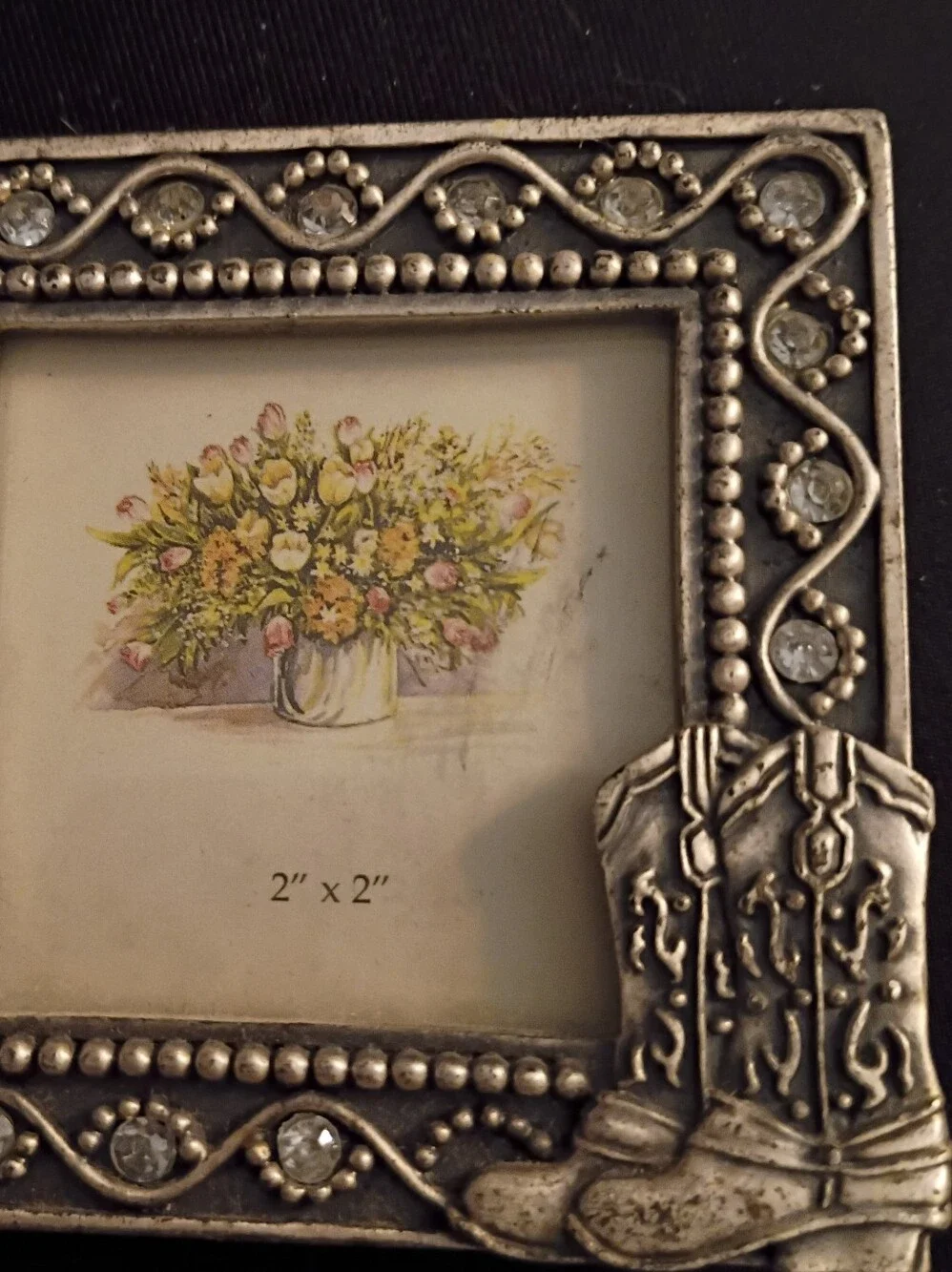 Decorative Western Boot Picture Frame - Silver